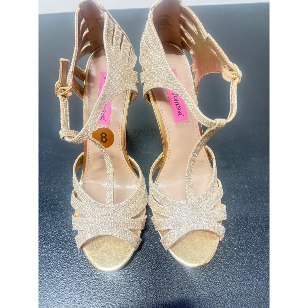 Betsey Johnson  gold and silver rhinestone heel size 8